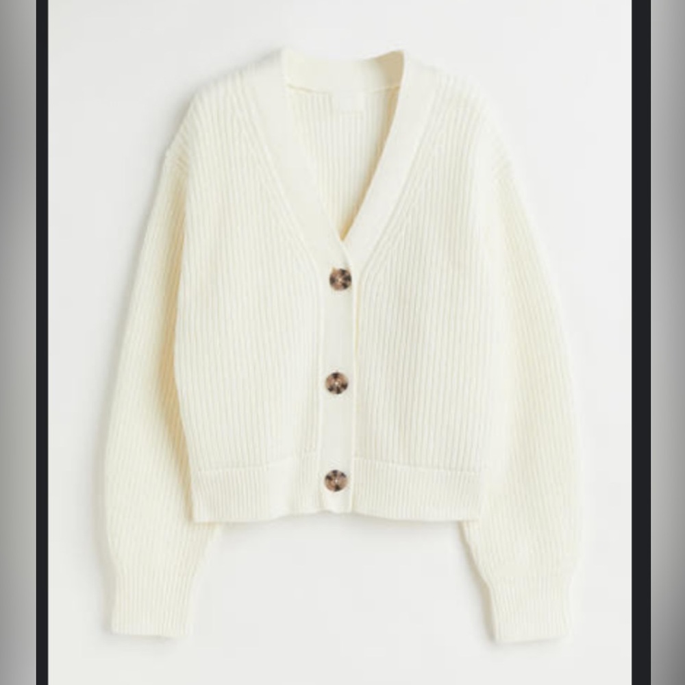 H&M rib knit cardigan white